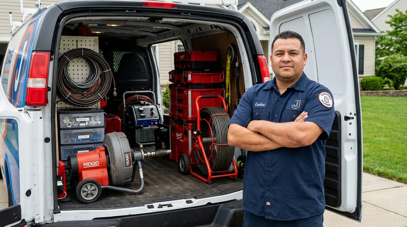 Professional drain cleaning equipment and Johns Plumbing LLC plumber in La Habra